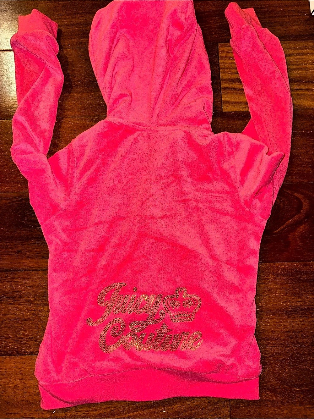 VINTAGE Juicy Couture Girls Velour Full Zip Hoodie Pink Size 6 - Picture 2 of 5